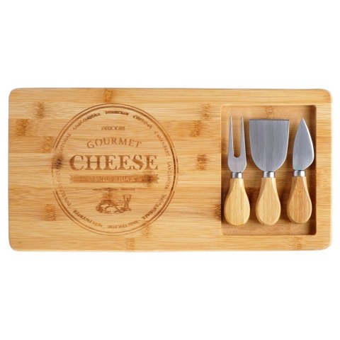 Deska do Serów z Nożami Bambusowa 4 el.