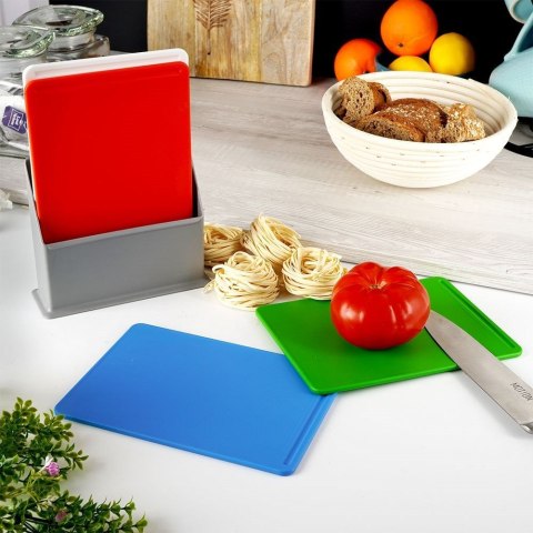 Deski do Krojenia Plastikowe ze Stojakiem 20x15 cm 4 szt.