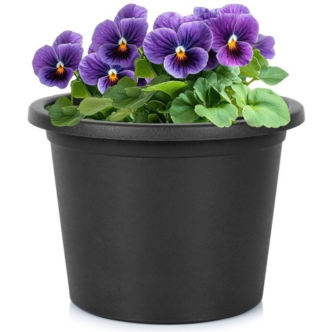 Doniczka Ogrodowa Okrągła VILDE 23 cm Czarna Lekka Trwała na Taras i Balkon