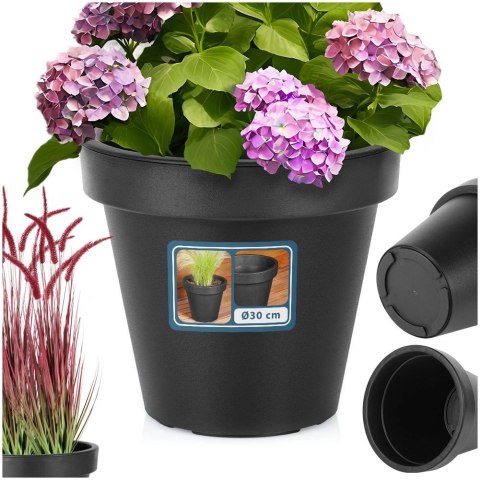 Doniczka Ogrodowa Okrągła VILDE 29 cm Czarna Lekka Trwała Odporna na Pogodę