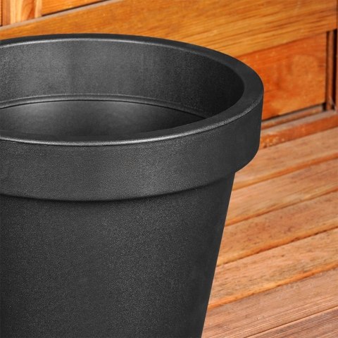 Doniczka Ogrodowa Okrągła VILDE 29 cm Czarna Lekka Trwała Odporna na Pogodę