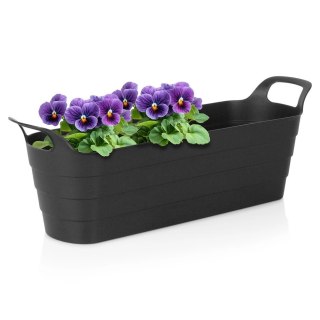 Doniczka Ogrodowa Podłużna VILDE 44,5 cm Czarna z Wygodnymi Uchwytami