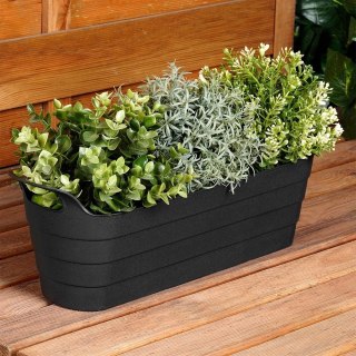 Doniczka Ogrodowa Podłużna VILDE 44,5 cm Czarna z Wygodnymi Uchwytami