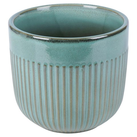 Doniczka Osłonka Porcelanowa Ozdobna Dekoracyjna Zielona VILDE 17 cm