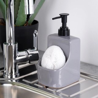 Dozownik do Naczyń Ceramiczny VILDE 400 ml z Gąbką, Szary Błyszczący Połysk
