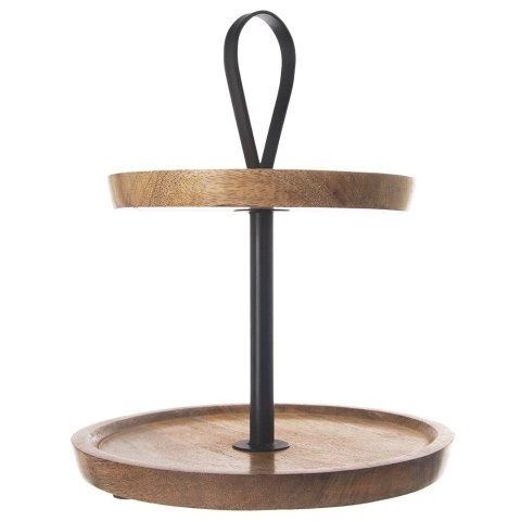 Drewniana Patera Dekoracyjna na Przekąski Ciasta 2-Poziomowa ORION 30 cm