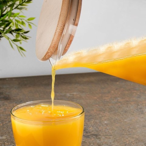 Dzbanek Szklany z Pokrywką Bambusową Solidny Dekoracyjny ORION 1,35 L