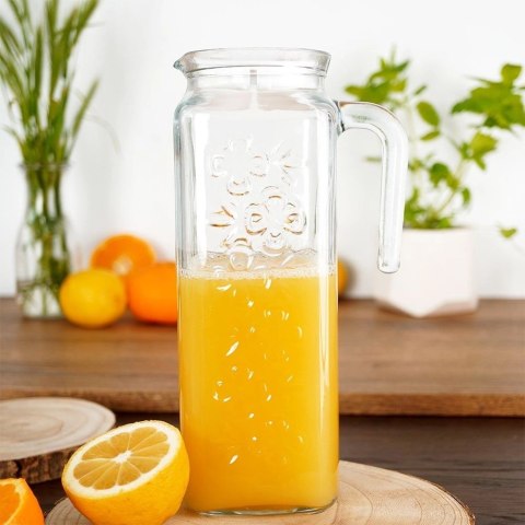 Dzbanek Szklany z Pokrywką ORION 1,2 L Ryflowany do Lodówki z Pokrywką