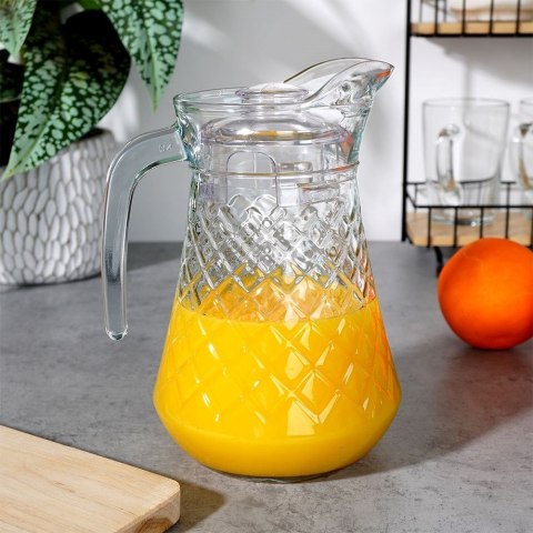 Dzbanek Szklany z Pokrywką VILDE 1,4 L Tłoczony z Wygodnym Dzióbkiem