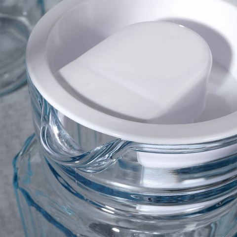Dzbanek Szklany z Pokrywką VILDE 650 ml Ryflowany Kompaktowy do Napojów