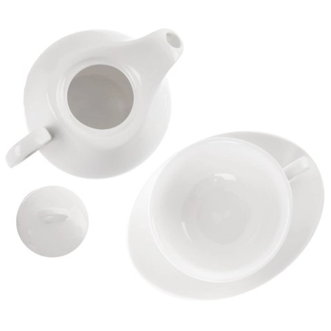 Dzbanek z Filiżanką do Herbaty Ziół Naparów Porcelanowy Biały ORION 3 el.