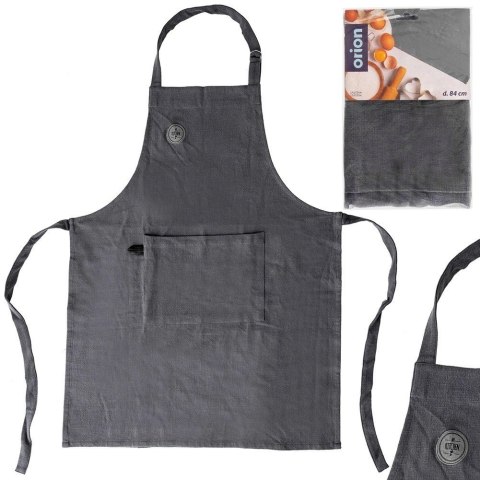 Fartuch Kuchenny Bawełniany ORION Szary Wiązany z Kieszenią 70x84 cm