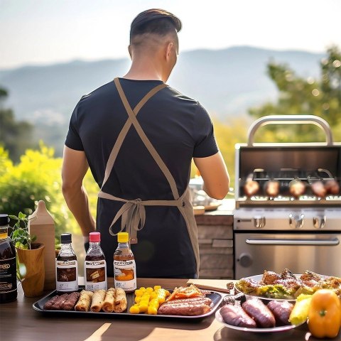 Fartuch Kuchenny do Gotowania Grillowania Wiązany Męski ORION 68 x 74 cm