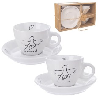 Filiżanka ze Spodkiem Ceramiczna Biała do Espresso ORION 90 ml 2 szt.