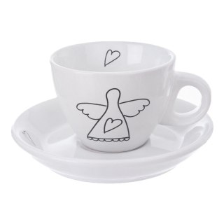 Filiżanka ze Spodkiem Ceramiczna Biała do Espresso ORION 90 ml 2 szt.