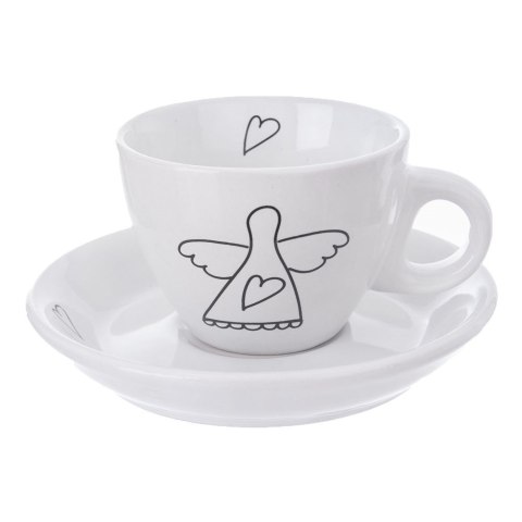 Filiżanka ze Spodkiem Ceramiczna Biała do Espresso ORION 90 ml 2 szt.