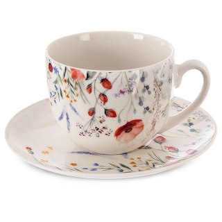Filiżanka ze Spodkiem do Kawy ORION MAKI 260 ml Porcelana do Zmywarki