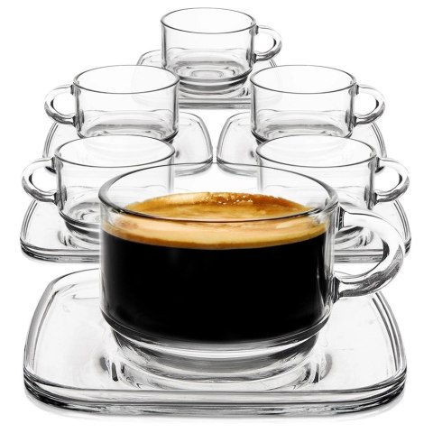 Filiżanki ze Spodkiem LAV Szklane 250 ml Przezroczyste do Zmywarki 6 szt.