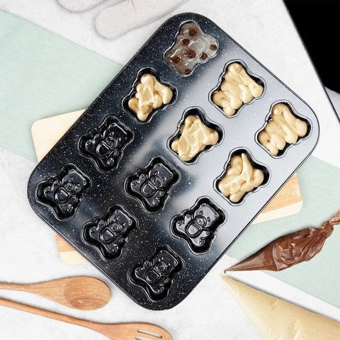 Forma do Ciastek VILDE Granitowa Misie 35 x 26,5 cm na 12 Wypieków