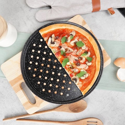 Forma do Pizzy VILDE Granitowa Perforowana Dno 28 cm Chrupiący Spód
