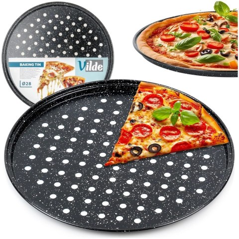 Forma do Pizzy VILDE Granitowa Perforowana Dno 28 cm Chrupiący Spód