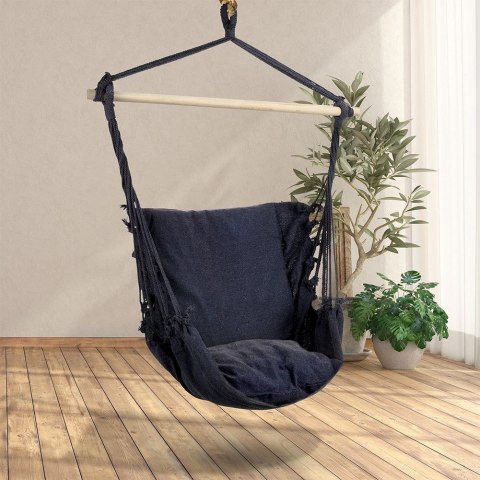 Hamak Brazylijski Podwieszany Fotel Grafitowy z Poduszką ProGarden 45x45 cm