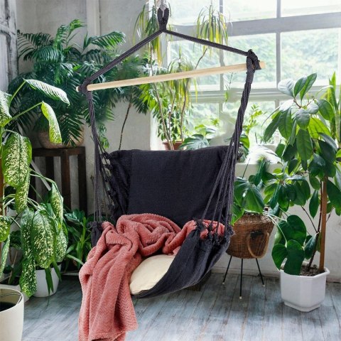 Hamak Ogrodowy Brazylijski Grafitowy z Poduszką Wytrzymały ORION