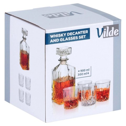Karafka i Szklanki do Whisky Szklane VILDE 900 ml + 4x300 ml 5 el.