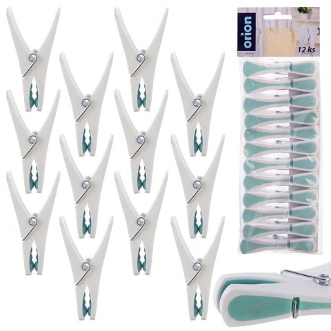Klamerki na Pranie ORION Plastikowe 12 szt. Niebieskie Mocny Zatrzask