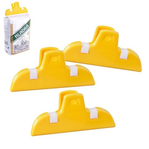 Klipsy do Torebek ORION Żółte 3 szt. 7,5 cm Tworzywo Kuchnia