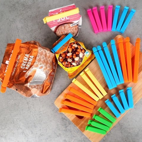 Klipsy do Torebek VILDE 32 szt. 4 Rozmiary Mix Kolorów Świeżość