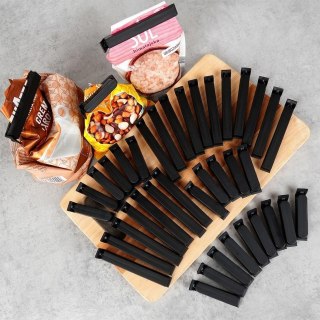 Klipsy do Torebek VILDE 40 szt. 2 Rozmiary Czarny Szczelne Duży Zestaw