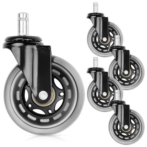 Kółka do Fotela Kauczukowe Obrotowe VILDE 7,5 cm / 11 mm 5 szt.