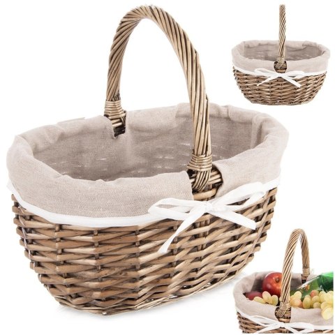 Kosz Piknikowy Wiklinowy 32,5 x 24 x 32 cm ORION Pojemny i Uniwersalny