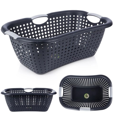 Kosz na Pranie Plastikowy Czarny 26 L VILDE Wytrzymały i Pojemny