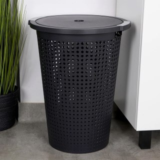 Kosz na Pranie Plastikowy Czarny 35 L VILDE Wytrzymały i Pojemny