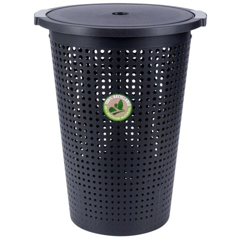 Kosz na Pranie Plastikowy Czarny 35 L VILDE Wytrzymały i Pojemny