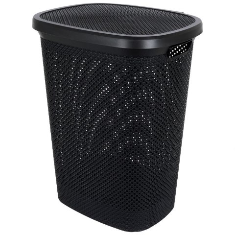 Kosz na Pranie Ubrania Łazienkowy Plastikowy Czarny BATHROOM SOLUTIONS 60 L