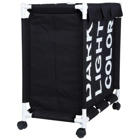 Kosz na Pranie na Kółkach Składany Trzykomorowy 60,5 x 35 x 65 cm VILDE