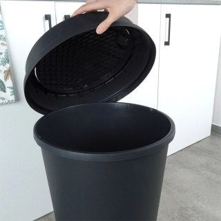 Kosz na Śmieci Odpady z Uchylną Pokrywą Plastikowy Czarny Solidny ORION 47l