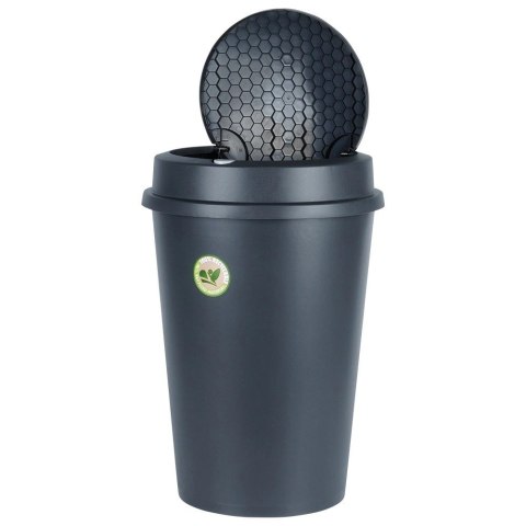 Kosz na Śmieci Odpady z Uchylną Pokrywą Plastikowy Czarny Solidny ORION 47l