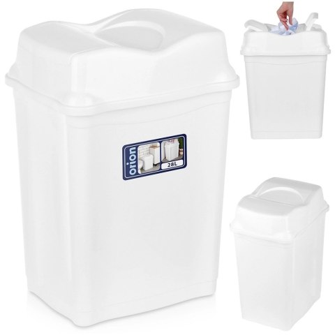 Kosz na Śmieci Plastikowy Biały 28 L ORION Wytrzymały i Pojemny