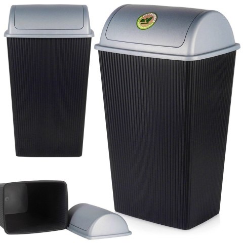 Kosz na Śmieci Plastikowy Czarny 38 L VILDE Wytrzymały i Pojemny