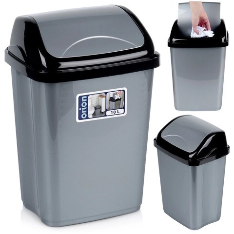 Kosz na Śmieci Plastikowy Szary 10 L ORION Wytrzymały i Pojemny