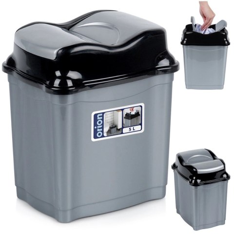 Kosz na Śmieci Plastikowy Szary 5 L ORION Wytrzymały i Pojemny