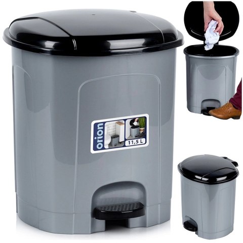 Kosz na Śmieci z Pedałem Plastikowy Szary 11,5 L ORION Wytrzymały i Pojemny