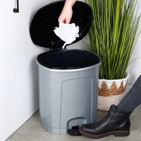 Kosz na Śmieci z Pedałem Plastikowy Szary 21 L ORION Wytrzymały i Pojemny