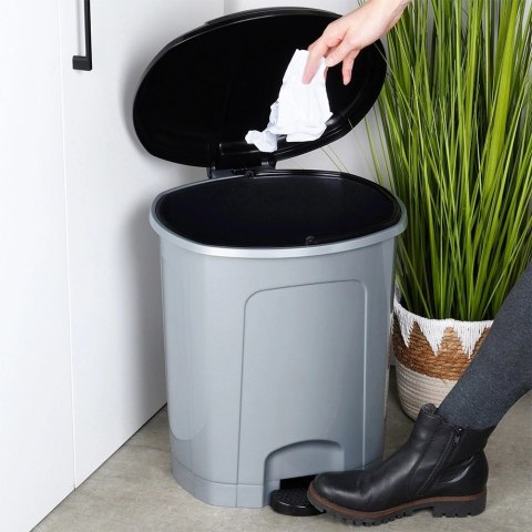 Kosz na Śmieci z Pedałem Plastikowy Szary 30 L ORION Wytrzymały i Pojemny