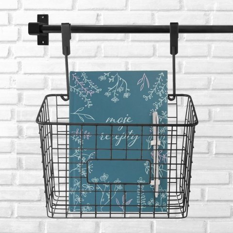 Koszyk Zawieszany na Drzwi Szafki Metalowy Czarny Radka 25x16x30 cm