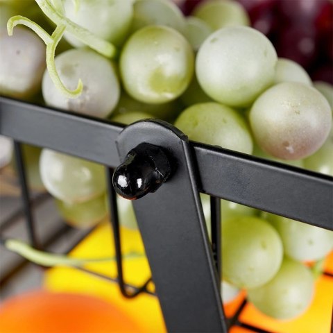 Koszyk na Owoce Warzywa 2 Poziomowy Metalowy Czarny 28 x 17,5 x 21 cm VILDE